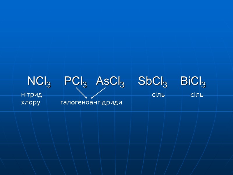 NCl3    PCl3   AsCl3    SbCl3  